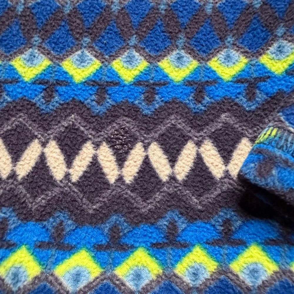PATAGONIA Fleece Pullover Blue Geometric Fair Isle Micro D Kids 5T PLAY COND